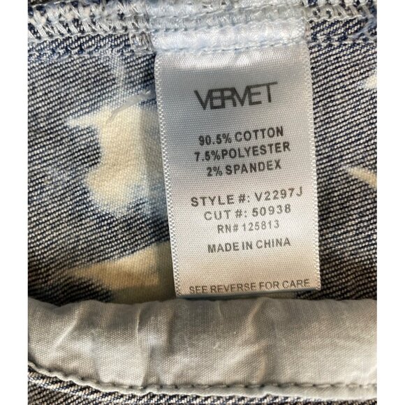 Vervet Flying Monkey Womens Size M Cropped Denim Jean Jacket Dyed Bleach Wash - Picture 10 of 11